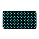 Polka Dots - Aqua Cyan on Black Medium Bar Mat