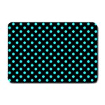 Polka Dots - Aqua Cyan on Black Small Doormat