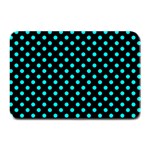 Polka Dots - Aqua Cyan on Black Plate Mat