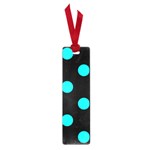 Polka Dots - Aqua Cyan on Black Small Book Mark