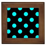 Polka Dots - Aqua Cyan on Black Framed Tile