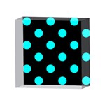 Polka Dots - Aqua Cyan on Black 4 x 4  Acrylic Photo Block