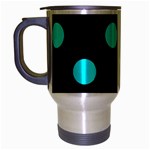 Polka Dots - Aqua Cyan on Black Travel Mug (Silver Gray)