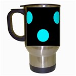 Polka Dots - Aqua Cyan on Black Travel Mug (Black)