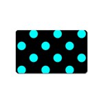 Polka Dots - Aqua Cyan on Black Magnet (Name Card)