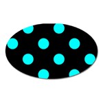 Polka Dots - Aqua Cyan on Black Magnet (Oval)