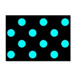 Polka Dots - Aqua Cyan on Black Sticker A4 (10 pack)