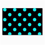 Polka Dots - Aqua Cyan on Black Postcard 4  x 6 