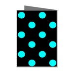 Polka Dots - Aqua Cyan on Black Mini Greeting Cards (Pkg of 8)