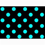 Polka Dots - Aqua Cyan on Black 5  x 7  Photo Cards