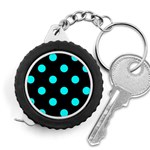 Polka Dots - Aqua Cyan on Black Measuring Tape