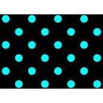 Polka Dots - Aqua Cyan on Black Birthday Cake 3D Greeting Card (7x5)