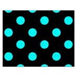 Polka Dots - Aqua Cyan on Black Jigsaw Puzzle (Rectangular)
