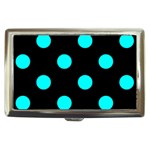 Polka Dots - Aqua Cyan on Black Cigarette Money Case