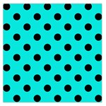 Polka Dots - Black on Bright Turquoise Large Satin Scarf (Square)