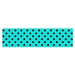 Polka Dots - Black on Bright Turquoise Satin Scarf (Oblong)
