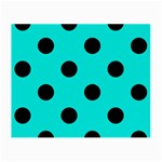 Polka Dots - Black on Bright Turquoise Small Glasses Cloth (2 Sides)