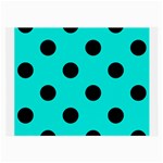 Polka Dots - Black on Bright Turquoise Large Glasses Cloth (2 Sides)