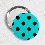 Polka Dots - Black on Bright Turquoise 2.25  Handbag Mirror