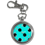 Polka Dots - Black on Bright Turquoise Key Chain Watch