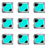 Polka Dots - Black on Bright Turquoise Mega Link Italian Charm (9 pack)