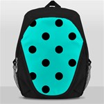 Polka Dots - Black on Bright Turquoise Backpack Bag
