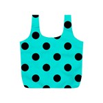 Polka Dots - Black on Bright Turquoise Full Print Recycle Bag (S)