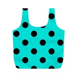 Polka Dots - Black on Bright Turquoise Full Print Recycle Bag (M)