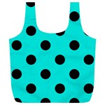 Polka Dots - Black on Bright Turquoise Full Print Recycle Bag (XL)