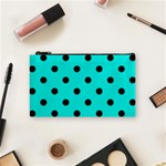 Polka Dots - Black on Bright Turquoise Cosmetic Bag (S)
