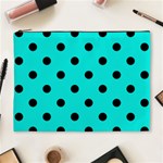 Polka Dots - Black on Bright Turquoise Cosmetic Bag (XL)