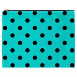 Polka Dots - Black on Bright Turquoise Cosmetic Bag (XXXL)