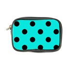 Polka Dots - Black on Bright Turquoise Coin Purse