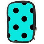 Polka Dots - Black on Bright Turquoise Compact Camera Leather Case
