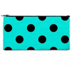 Polka Dots - Black on Bright Turquoise Pencil Case