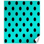 Polka Dots - Black on Bright Turquoise Canvas 8  x 10 