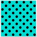 Polka Dots - Black on Bright Turquoise Canvas 12  x 12 