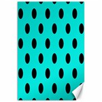 Polka Dots - Black on Bright Turquoise Canvas 20  x 30 