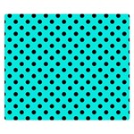 Polka Dots - Black on Bright Turquoise Double Sided Flano Blanket (Small)