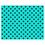 Polka Dots - Black on Bright Turquoise Double Sided Flano Blanket (Medium)