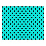 Polka Dots - Black on Bright Turquoise Double Sided Flano Blanket (Large)