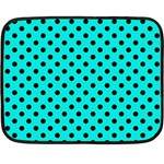 Polka Dots - Black on Bright Turquoise Double Sided Fleece Blanket (Mini)