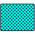 Polka Dots - Black on Bright Turquoise Fleece Blanket (Medium) (One Side)