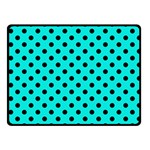 Polka Dots - Black on Bright Turquoise Fleece Blanket (Small) (One Side)