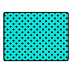 Polka Dots - Black on Bright Turquoise Double Sided Fleece Blanket (Small) (Two Sides)