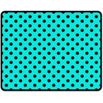 Polka Dots - Black on Bright Turquoise Double Sided Fleece Blanket (Medium) (Two Sides)