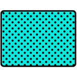 Polka Dots - Black on Bright Turquoise Double Sided Fleece Blanket (Large) (Two Sides)