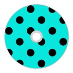 Polka Dots - Black on Bright Turquoise CD Wall Clock