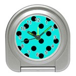 Polka Dots - Black on Bright Turquoise Desk Alarm Clock