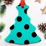 Polka Dots - Black on Bright Turquoise Ornament (Christmas Tree)